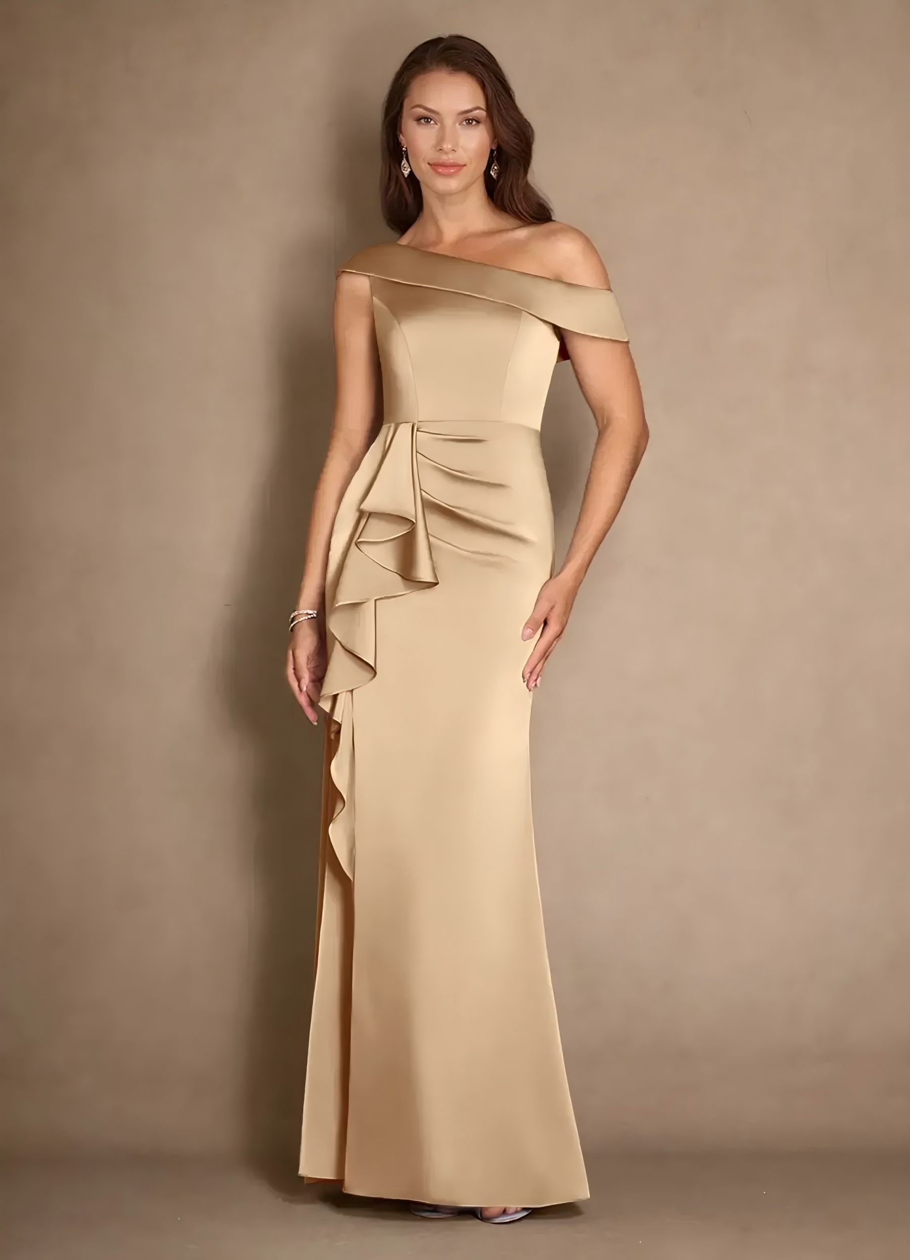 Satin Off Shoulder Mother of the Bride Dresses