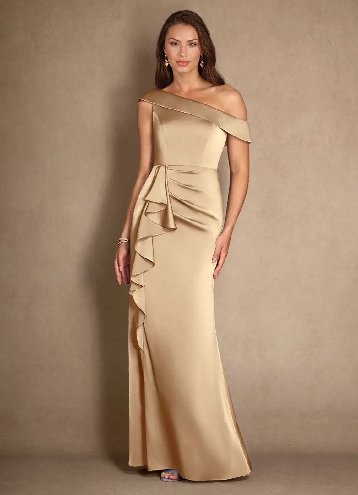 Satin Off Shoulder Mother of the Bride Dresses