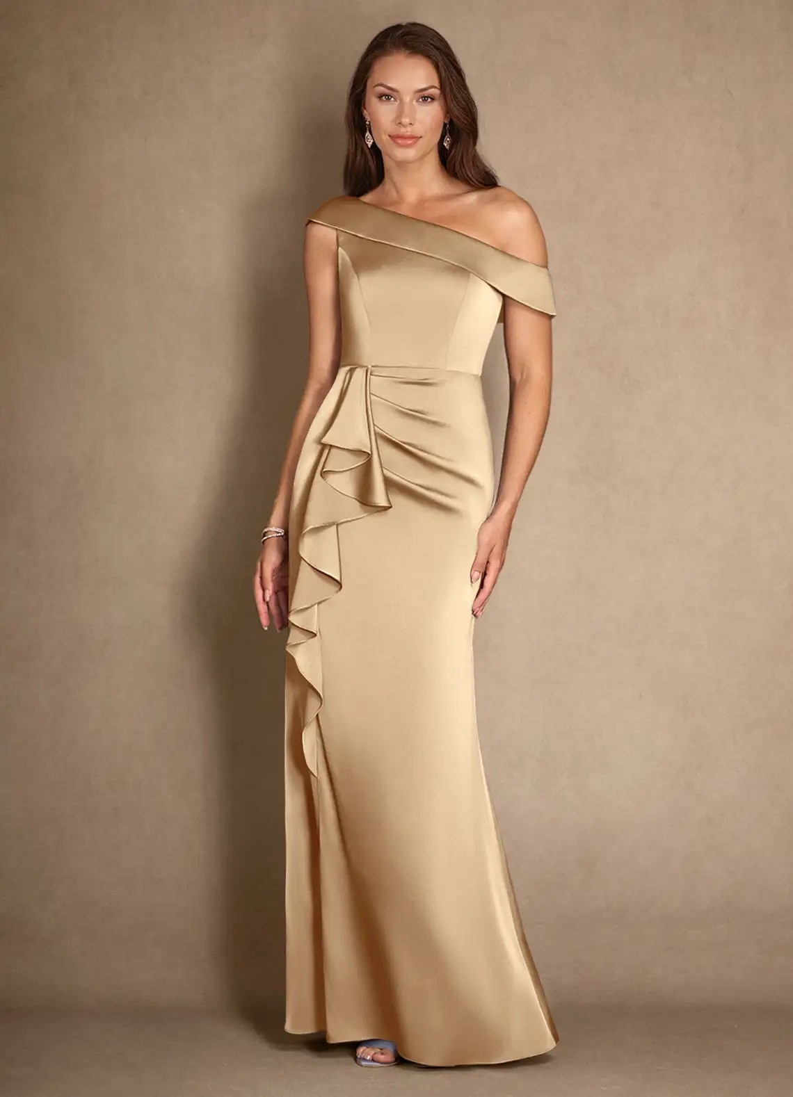 Satin Off Shoulder Mother of the Bride Dresses