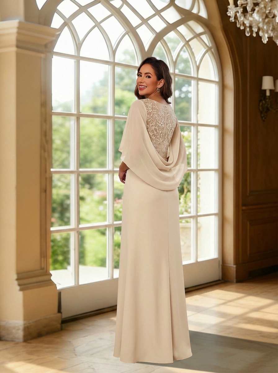 Chiffon V Neck Mother of the Bride Dresses with Embroidery