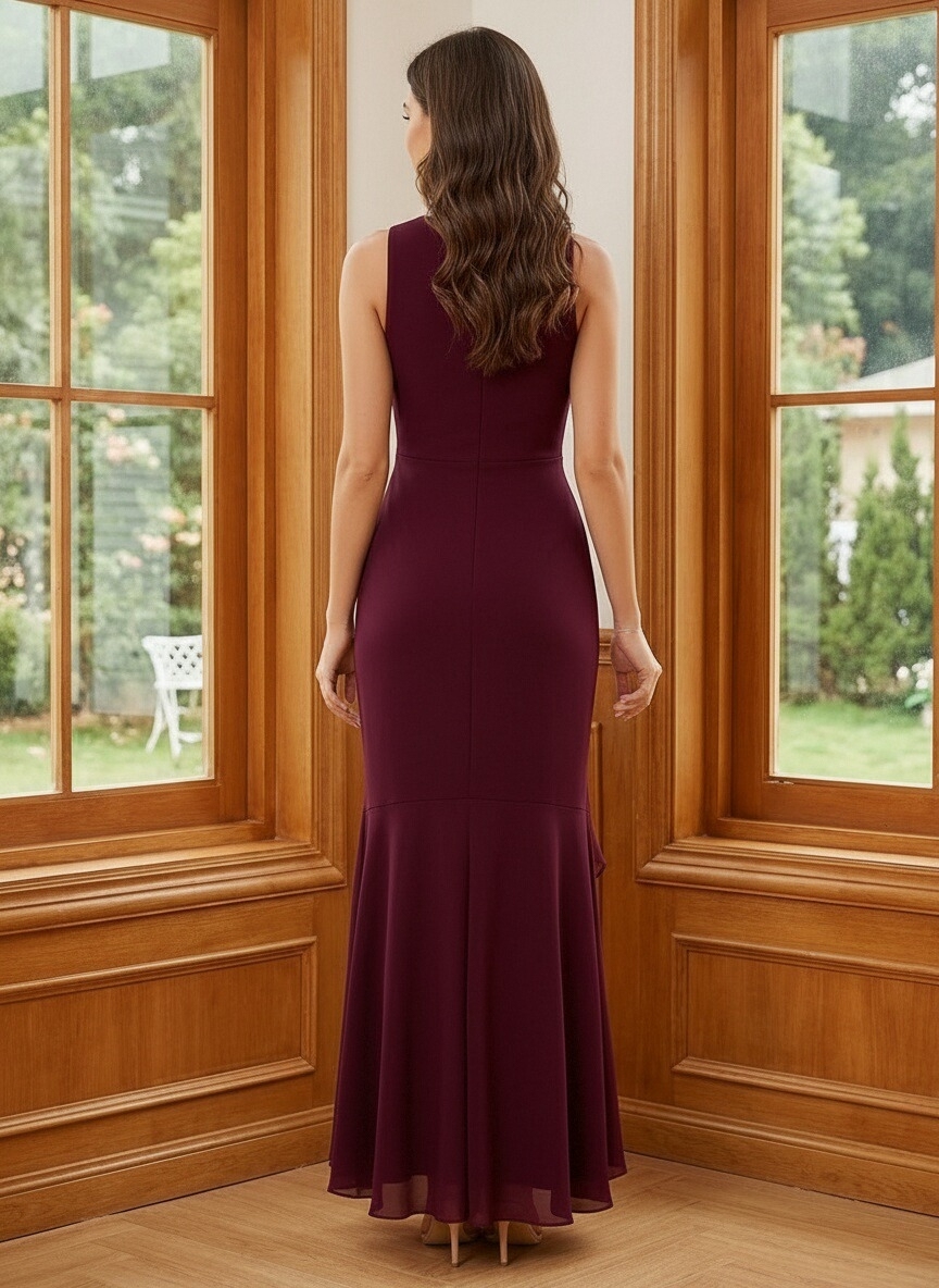 Chiffon Round Neck Mother of the Bride Dresses with Ruffles
