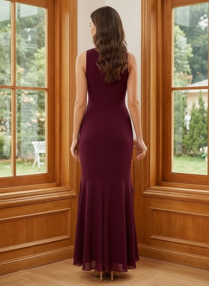 Chiffon Round Neck Mother of the Bride Dresses with Ruffles