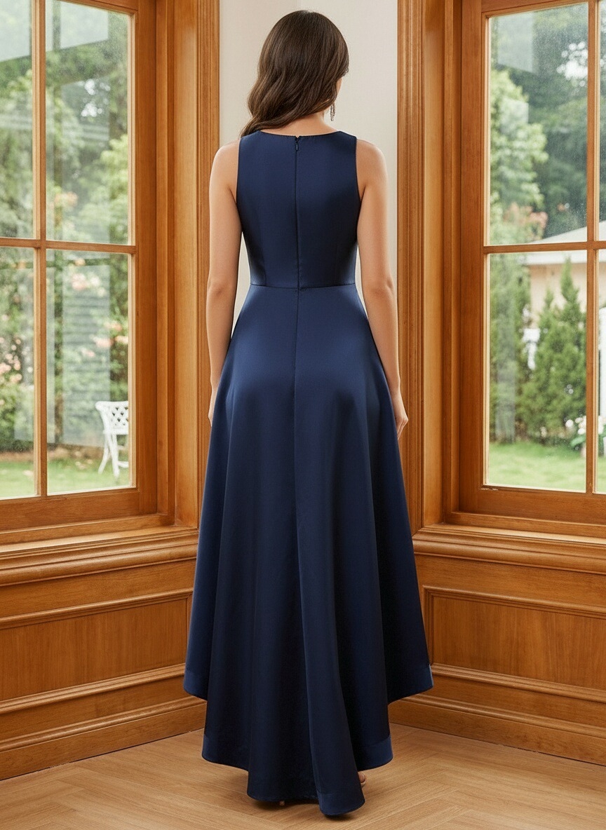 Satin Round Neck Mother of the Bride Dresses