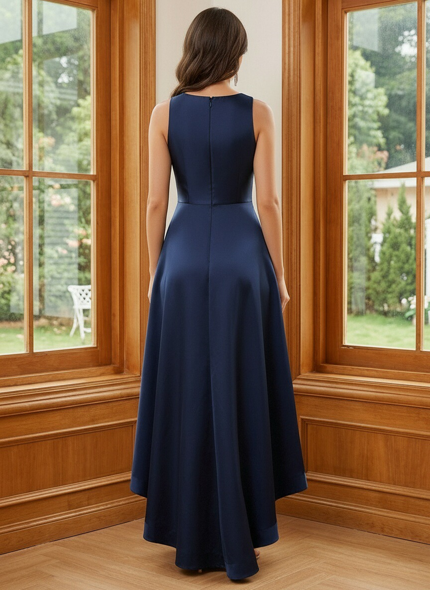 Satin Round Neck Mother of the Bride Dresses