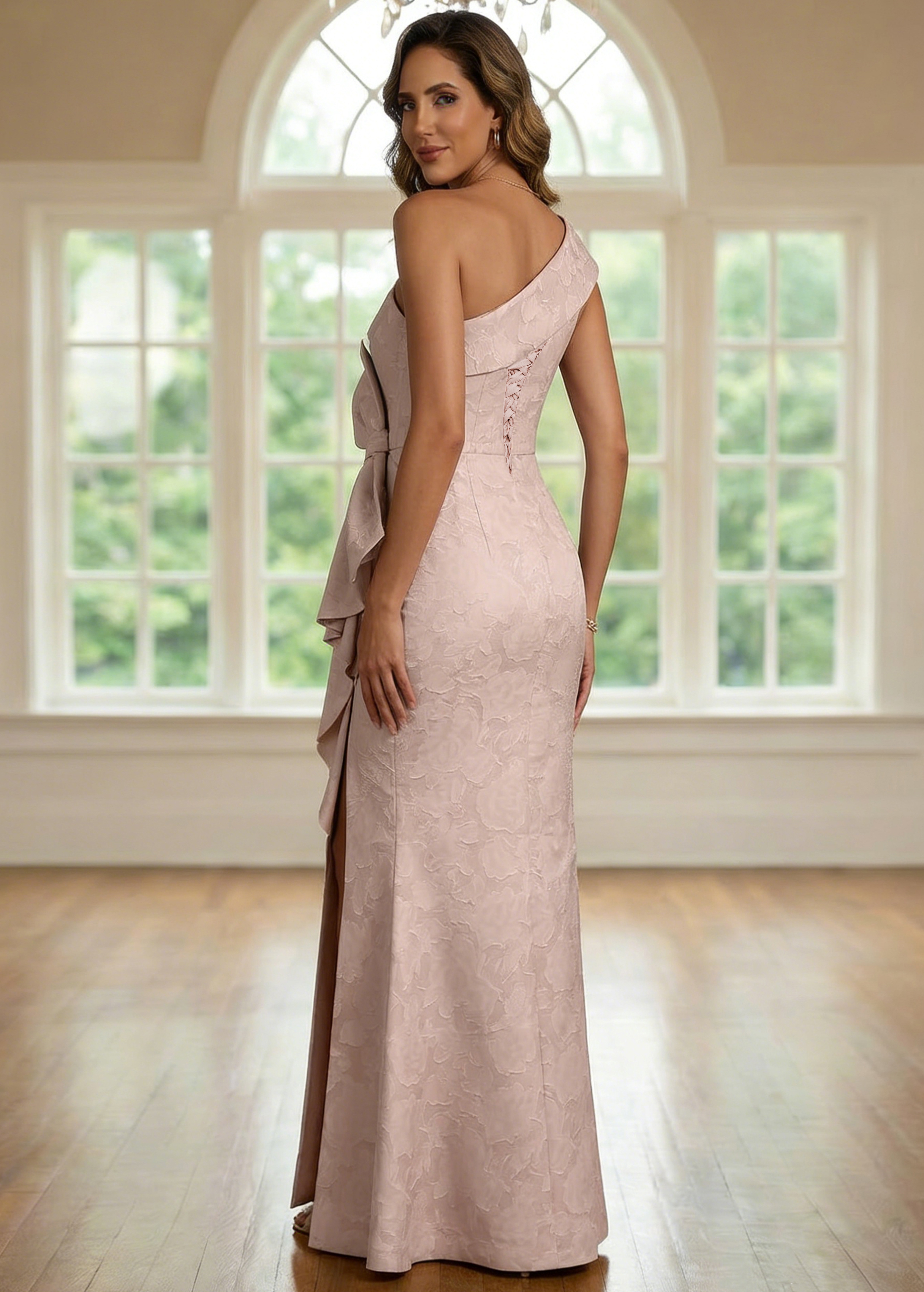 Satin One Shoulder Mother of the Bride Dresses with Slit