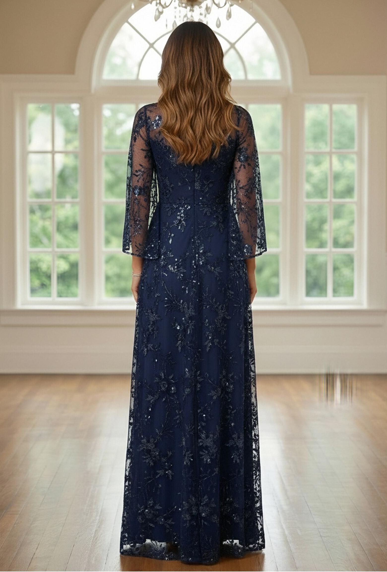 Squin Round Neck Mother of the Bride Dresses