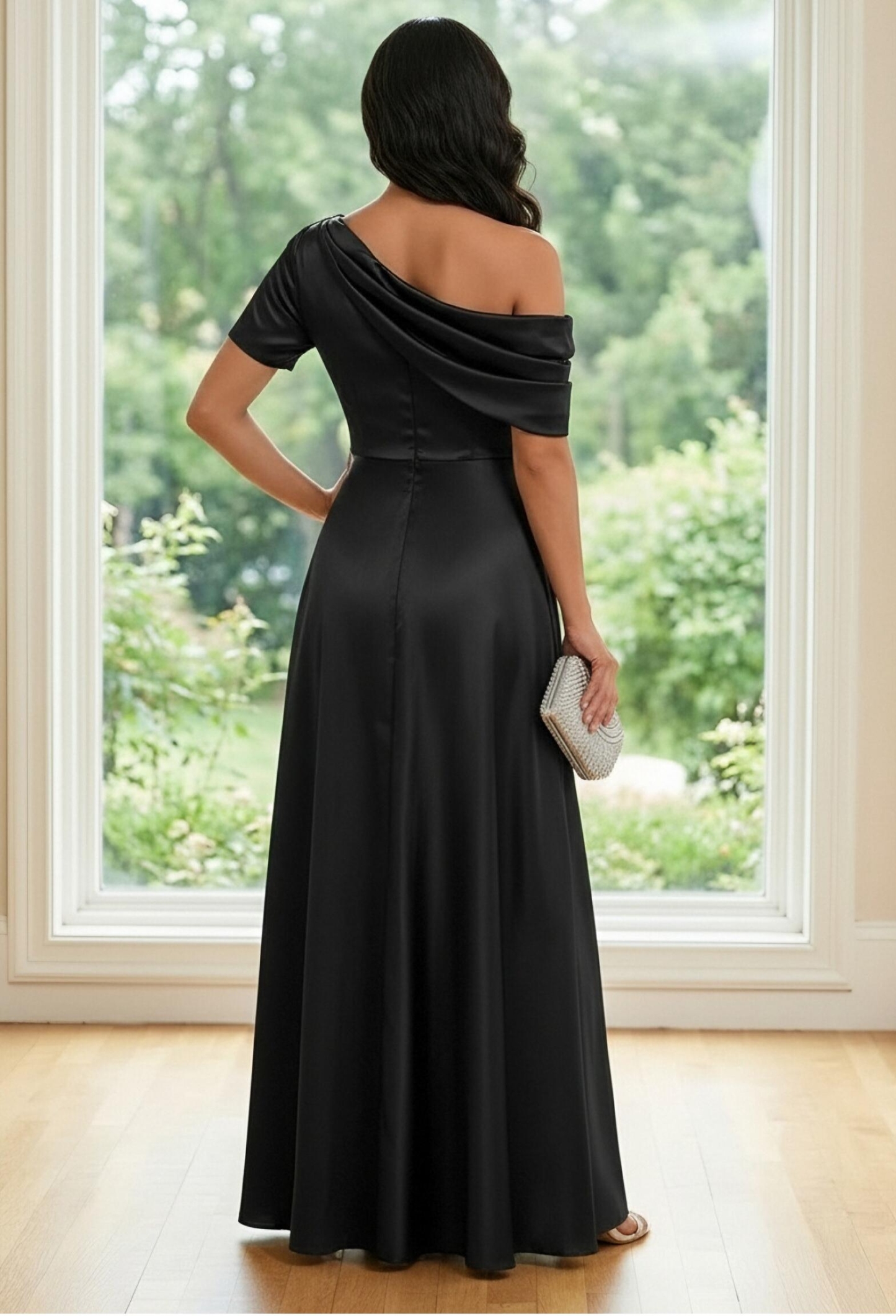 Satin One Shoulder Mother of the Bride Dresses with Slit