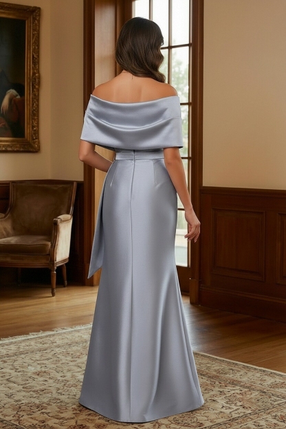 Satin Off Shoulder Mother of the Bride Dresses with Embroidery