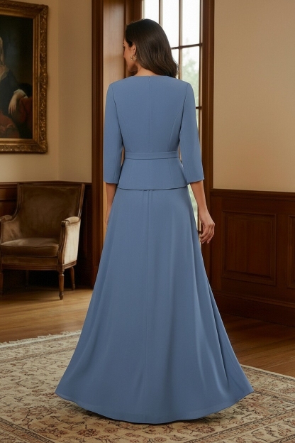 Chiffon Beaded Crew Neck Mother of the Bride Dresses with Embroidery