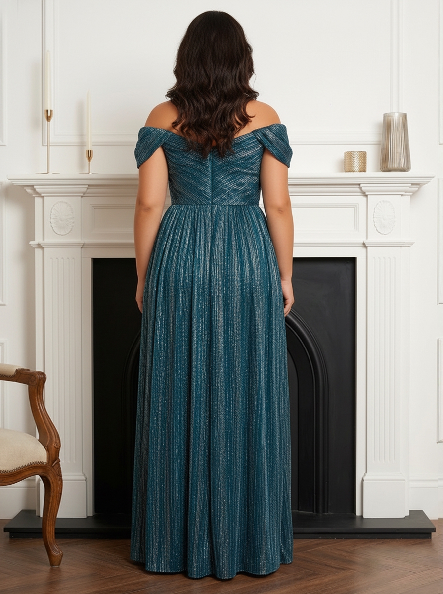 Shimmering Off Shoulder Mother of the Bride Dresses with Embroidery