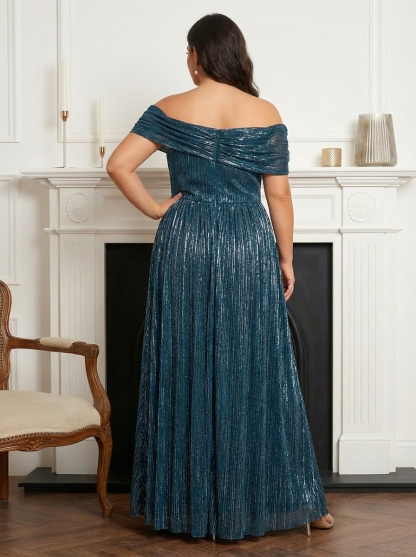 Shimmering Off Shoulder Mother of the Bride Dresses with Bow