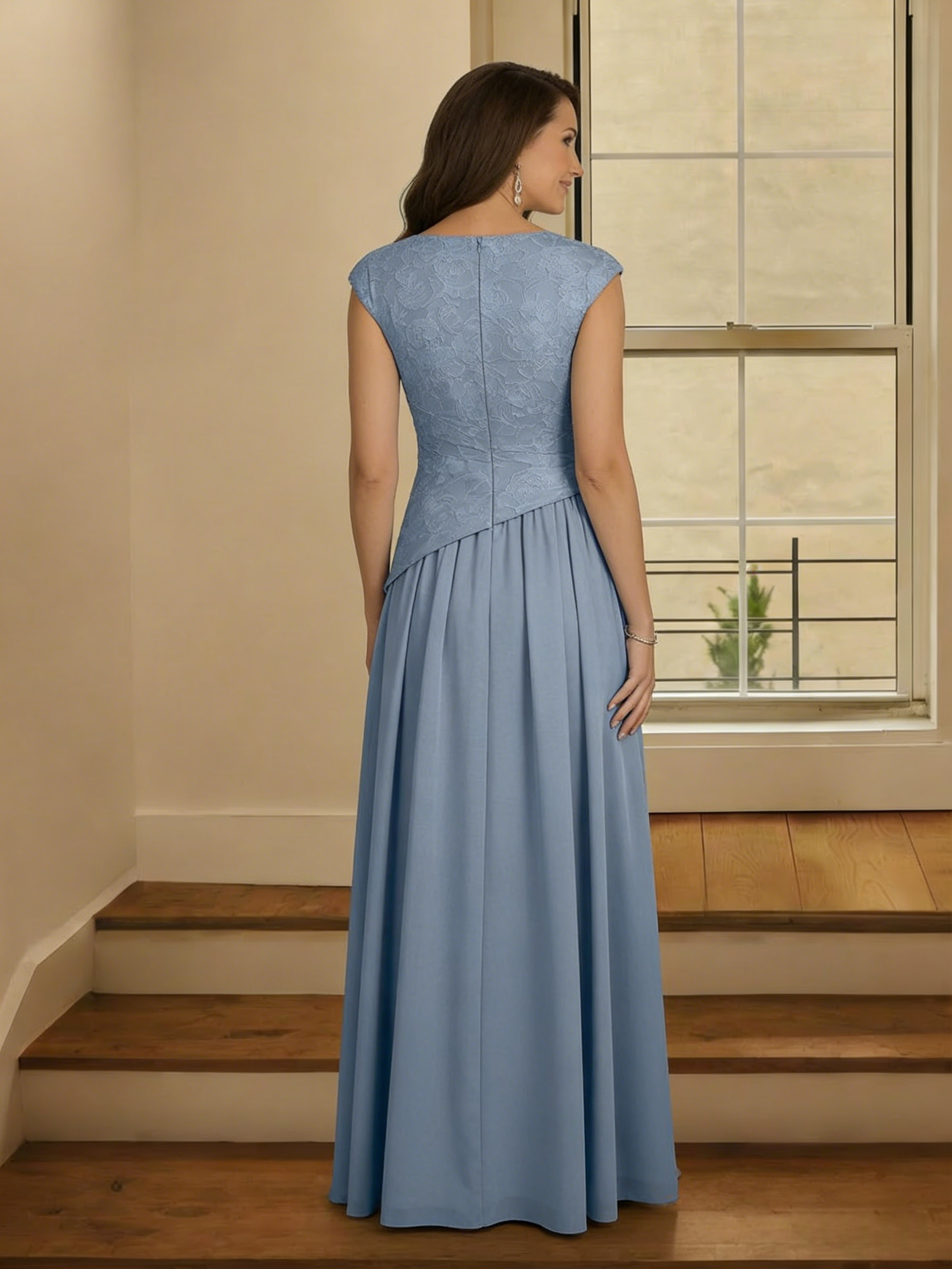 Satin Crew Neck Mother of the Bride Dresses with Embroidery