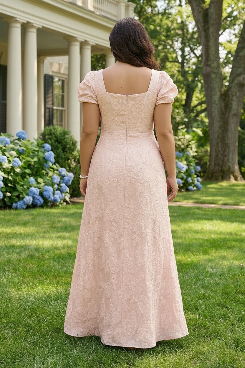 Jacquard Square Neck Mother of the Bride Dresses with Slit Side