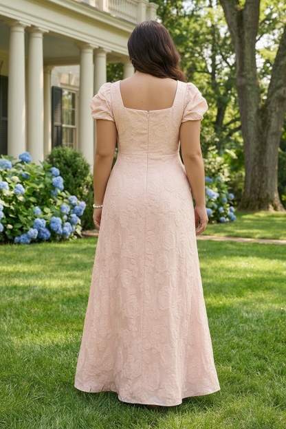 Jacquard Square Neck Mother of the Bride Dresses with Slit Side