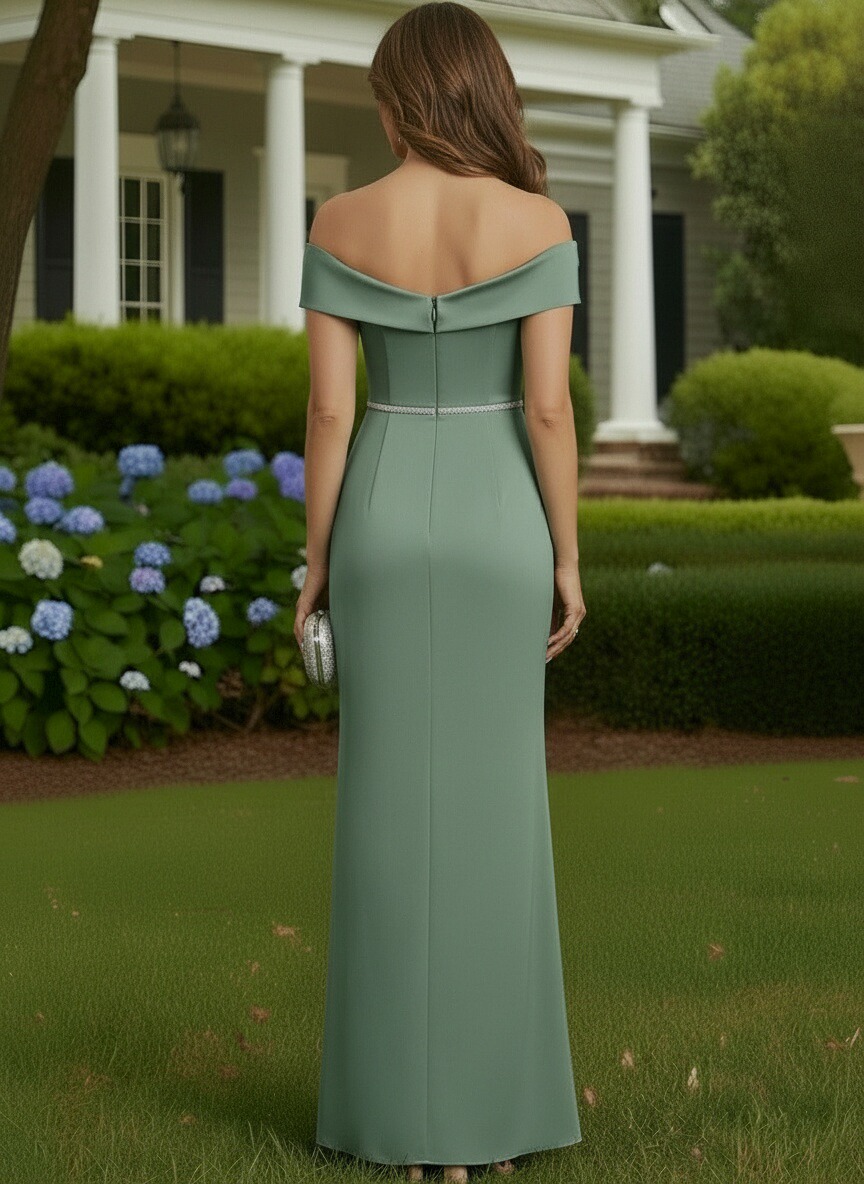 Satin Off Shoulder Mother of the Bride Dresses with Embroidery