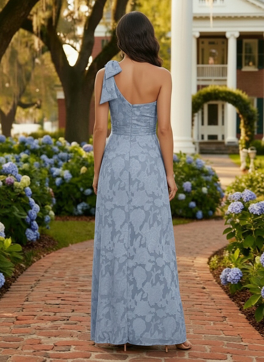 Jacquard One Shoulder Mother of the Bride Dresses with Slit Side