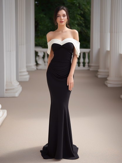 Elastic Off Shoulder Ruched Mother of the Bride Dresses
