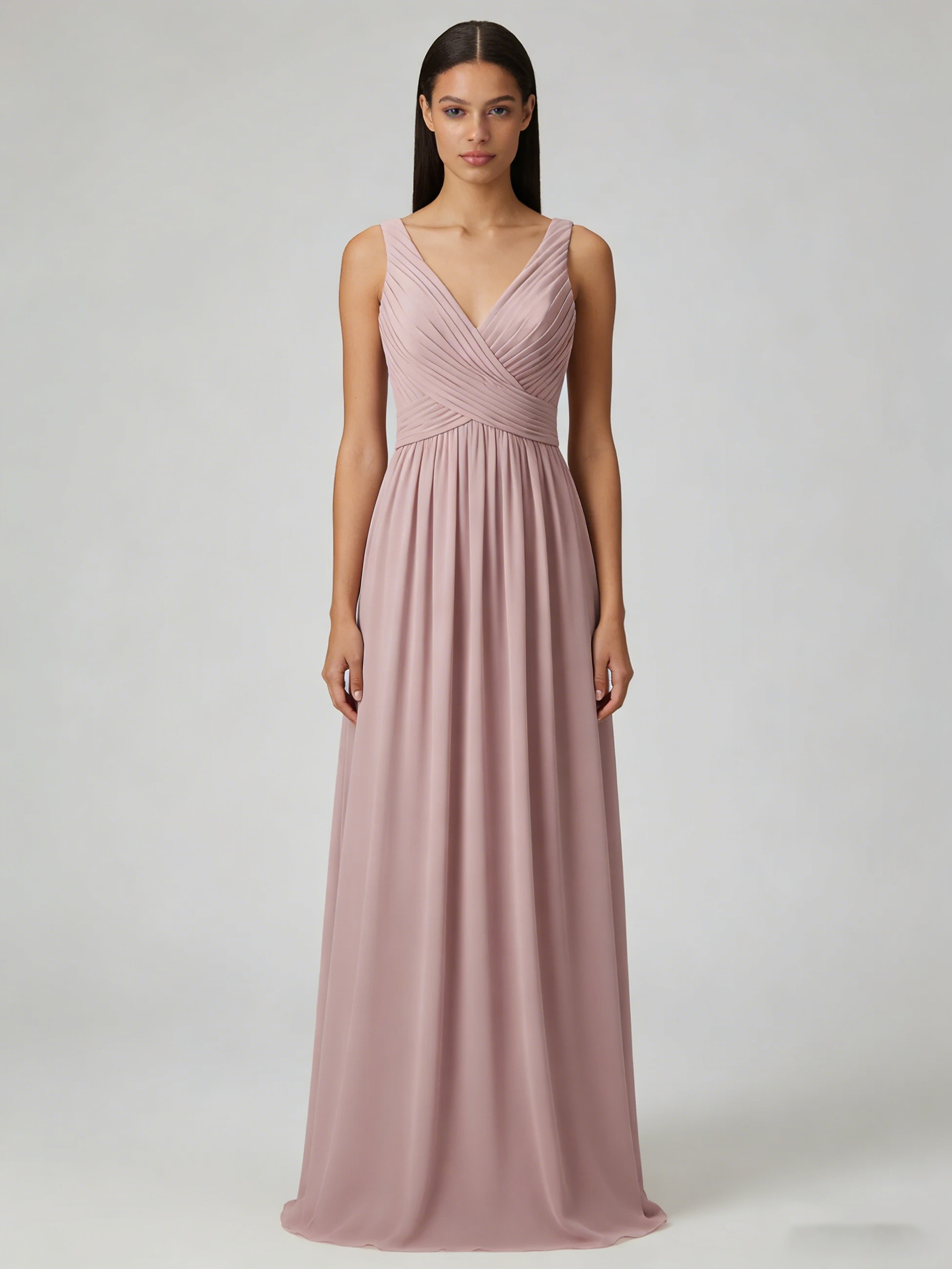 A Line V Neck Chiffon Bridesmaid Dresses