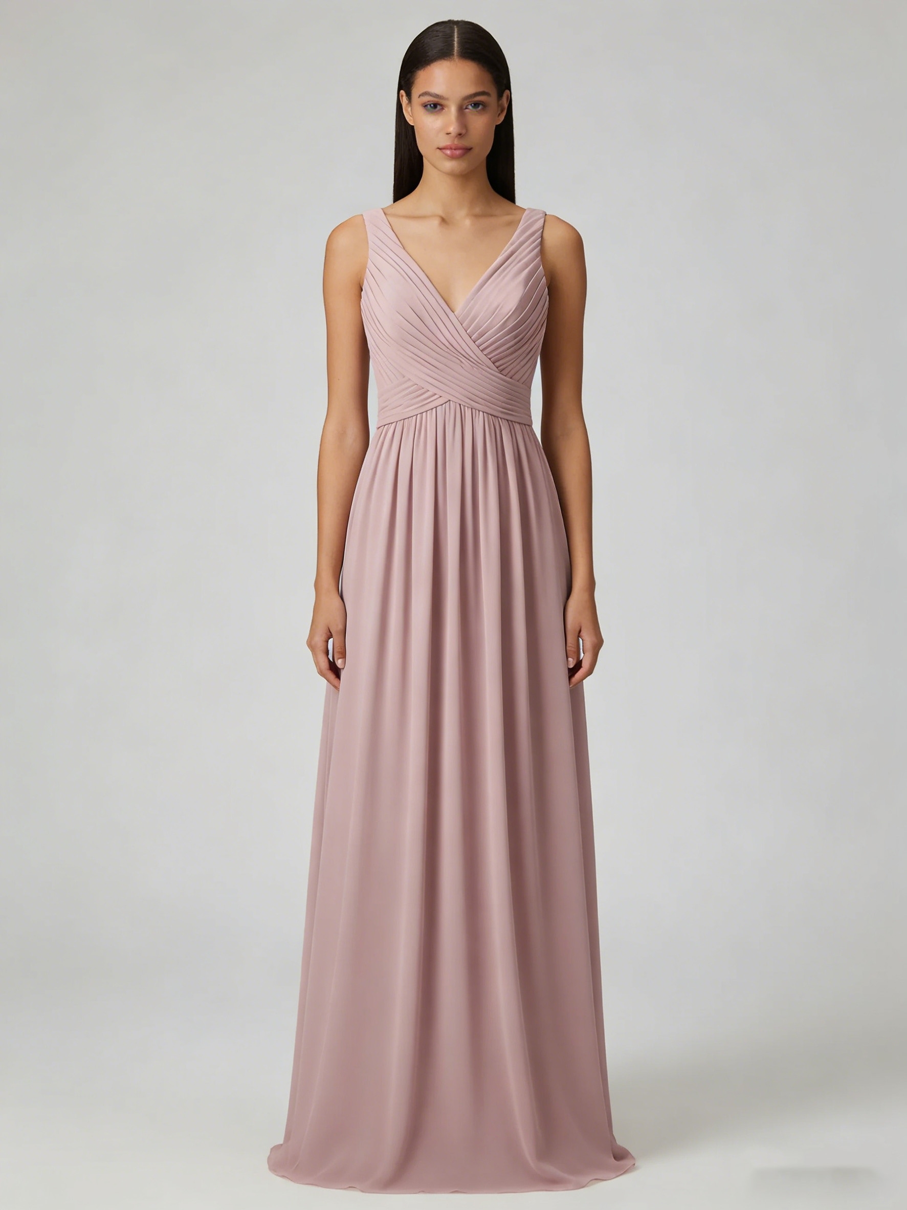A Line V Neck Chiffon Bridesmaid Dresses