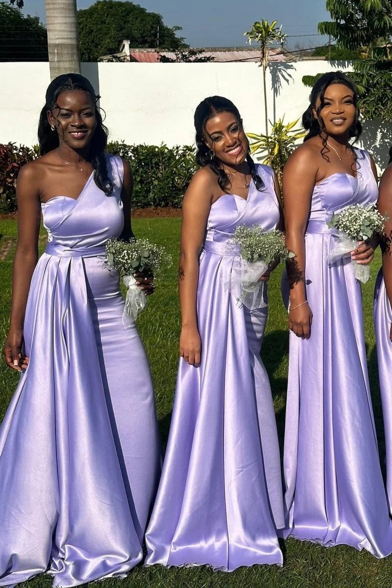 Satin One Shoulder Mermaid Bridesmaid Dresses