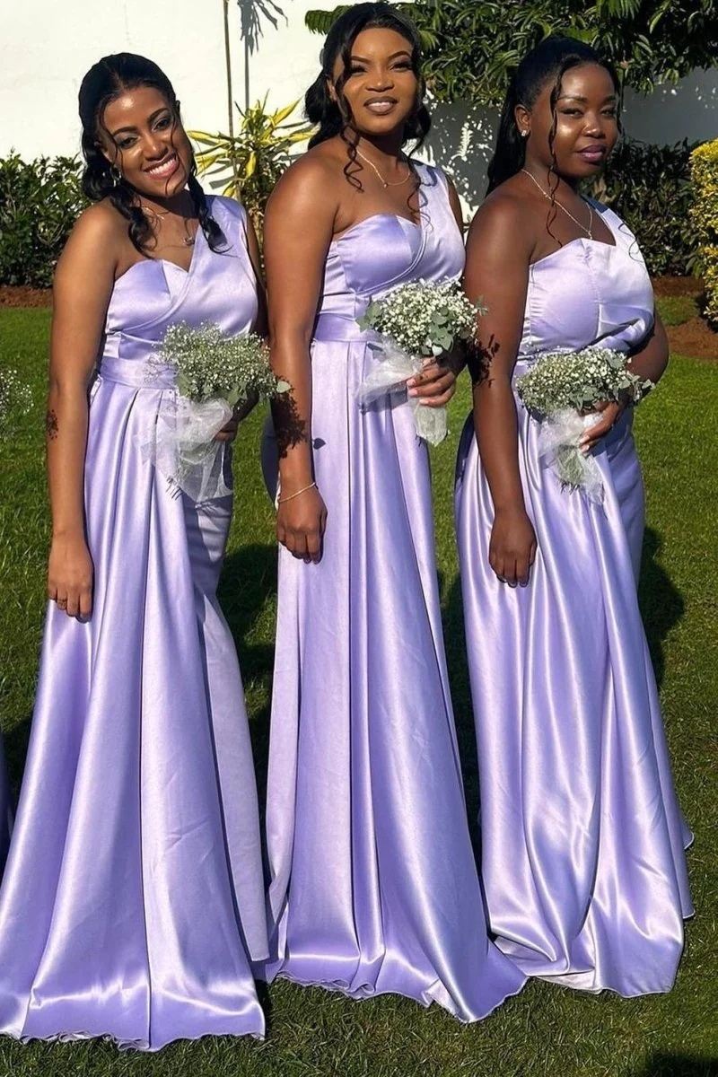 Satin One Shoulder Mermaid Bridesmaid Dresses