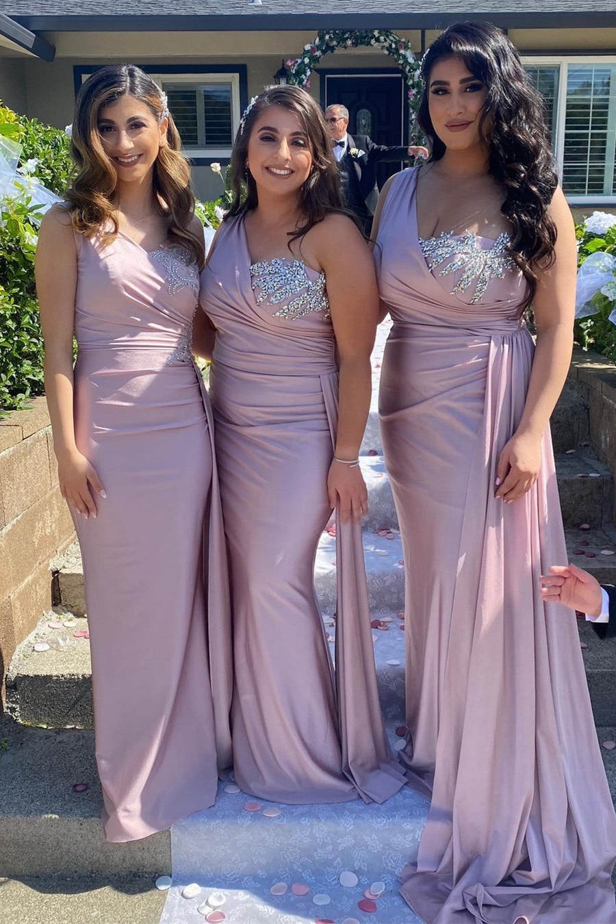 Satin One Shoulder Mermaid Bridesmaid Dresses