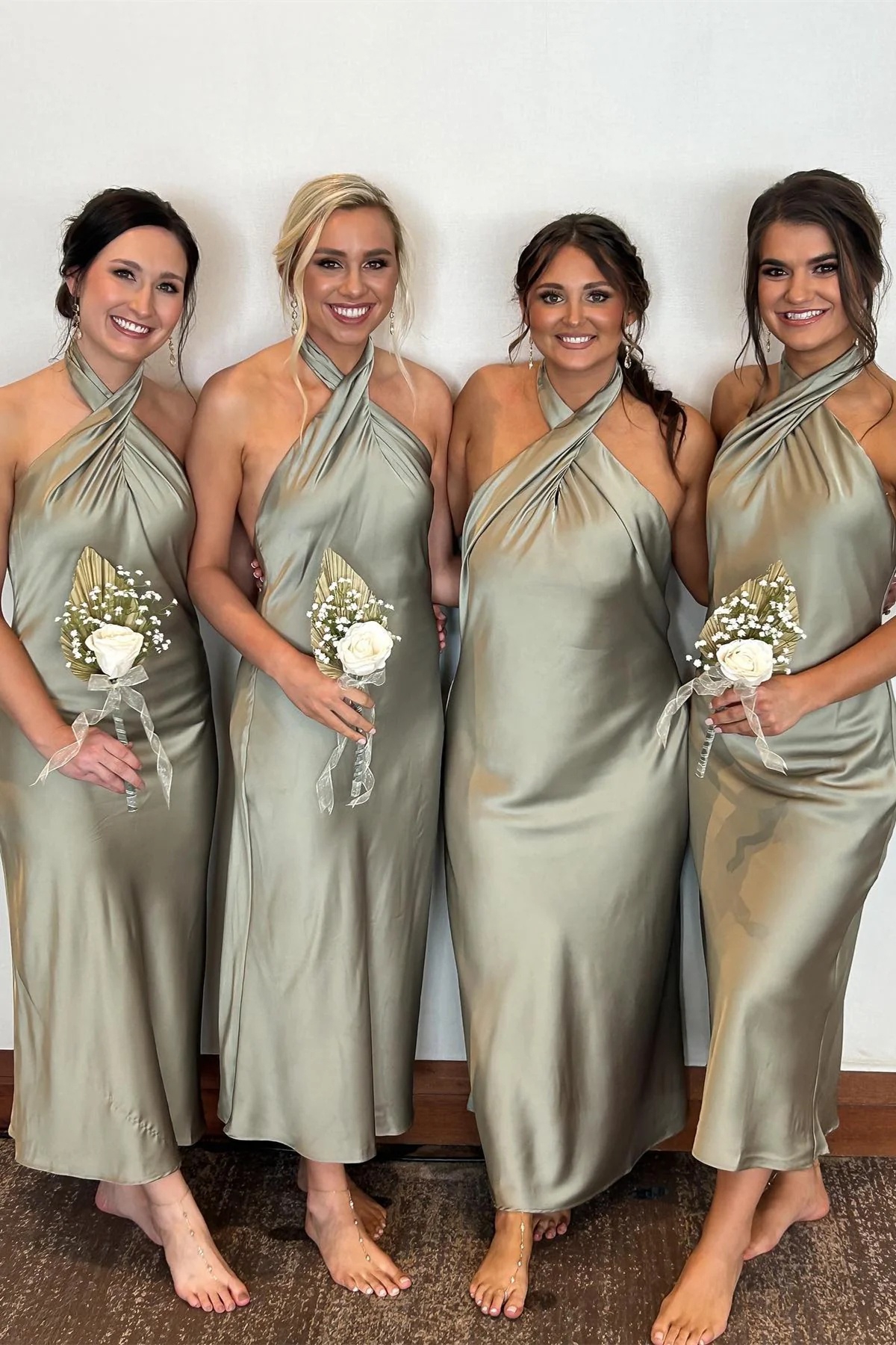Satin Halter Mermaid Bridesmaid Dresses