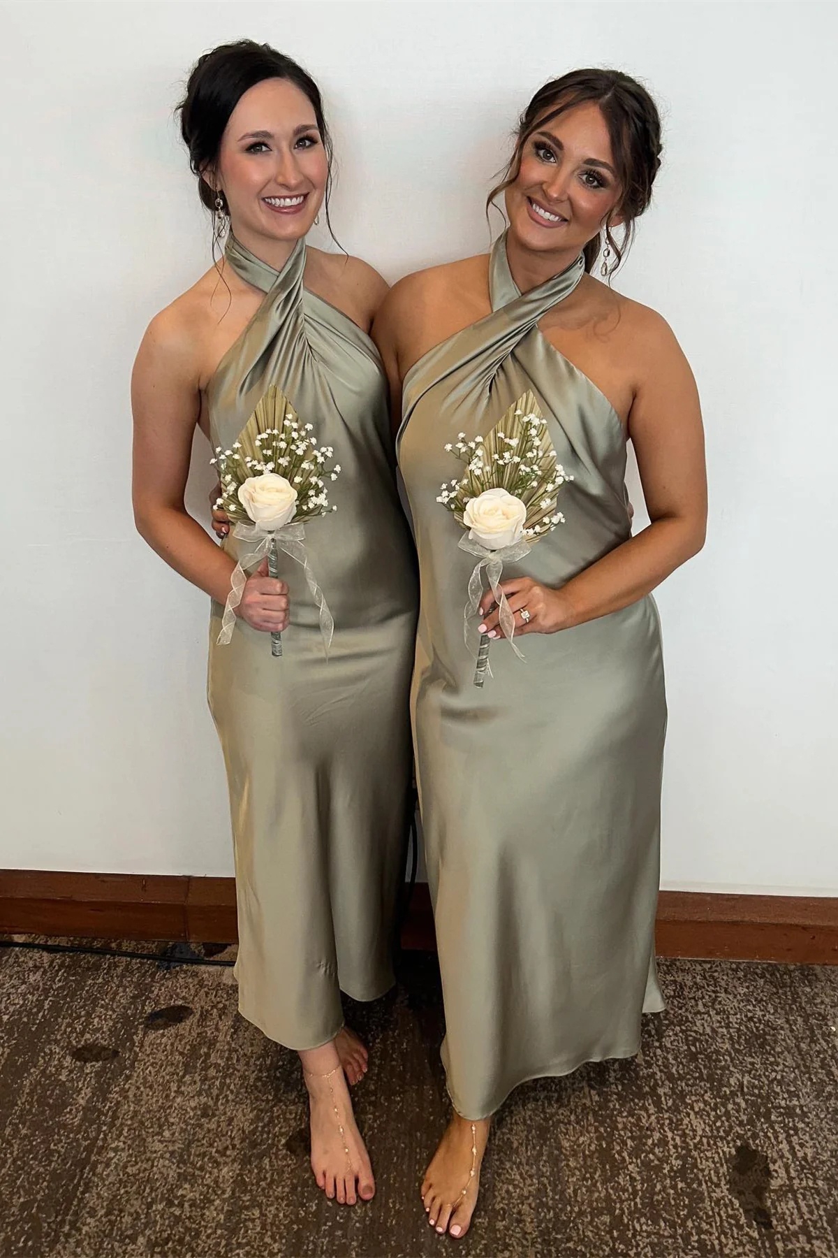 Satin Halter Mermaid Bridesmaid Dresses
