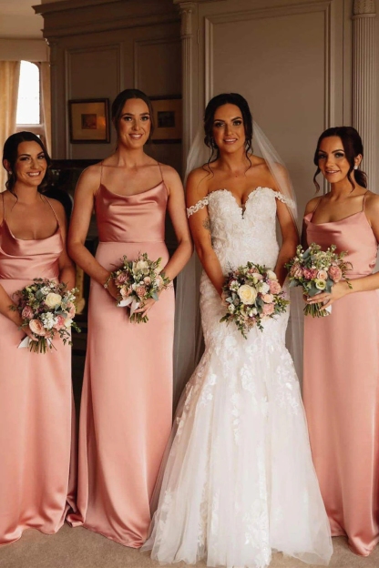 Satin Halter Mermaid Bridesmaid Dresses