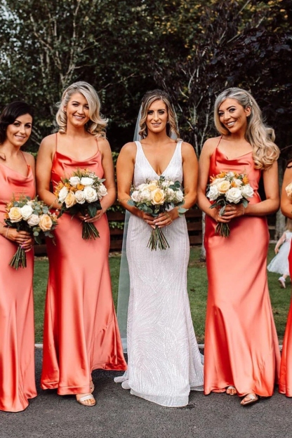 Satin Halter Mermaid Bridesmaid Dresses