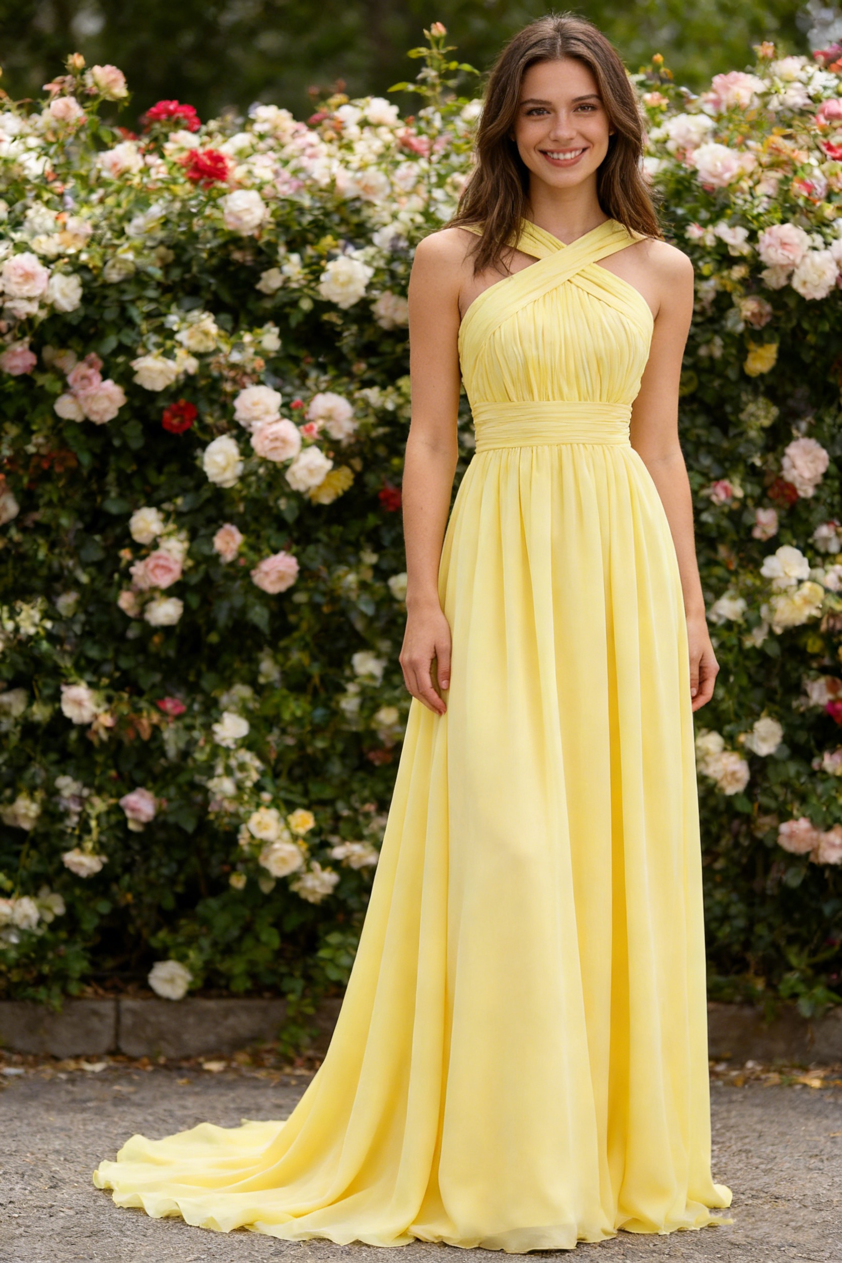 Chiffon Halter A Line Bridesmaid Dresses