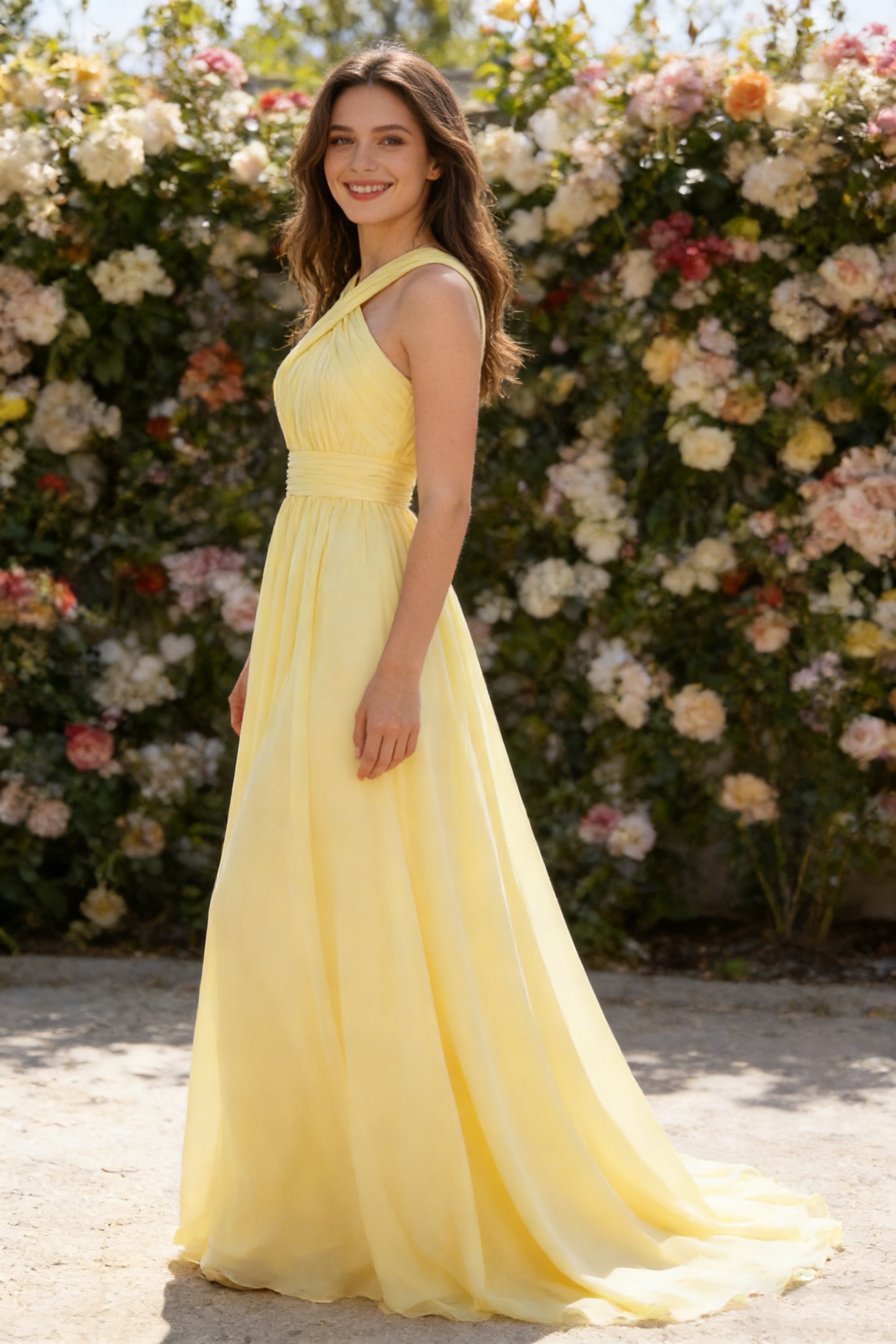 Chiffon Halter A Line Bridesmaid Dresses