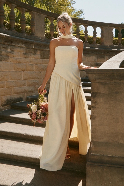 Chiffon Strapless Mermaid Bridesmaid Dresses with Slit