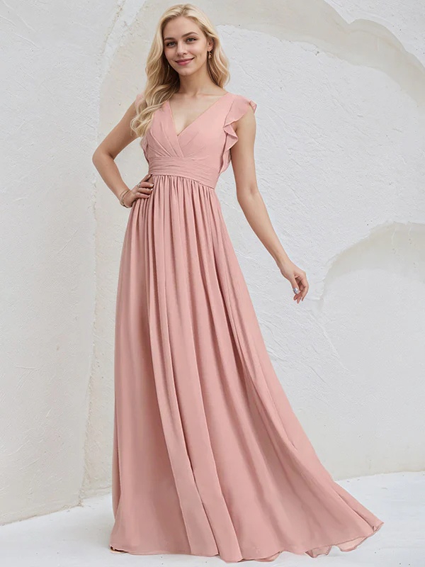 Chiffon Spaghetti Straps A Line Bridesmaid Dresses