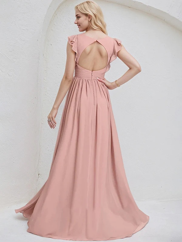 Chiffon Spaghetti Straps A Line Bridesmaid Dresses