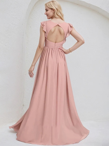 Chiffon Spaghetti Straps A Line Bridesmaid Dresses