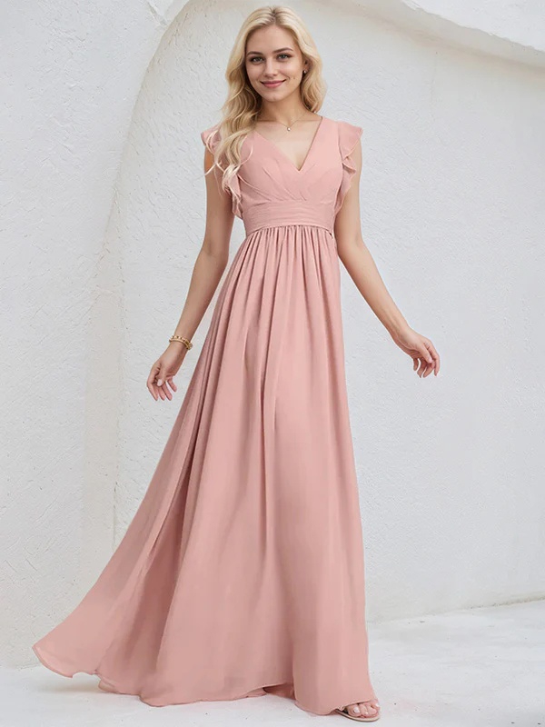 Chiffon Spaghetti Straps A Line Bridesmaid Dresses