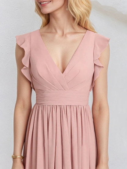 Chiffon Spaghetti Straps A Line Bridesmaid Dresses