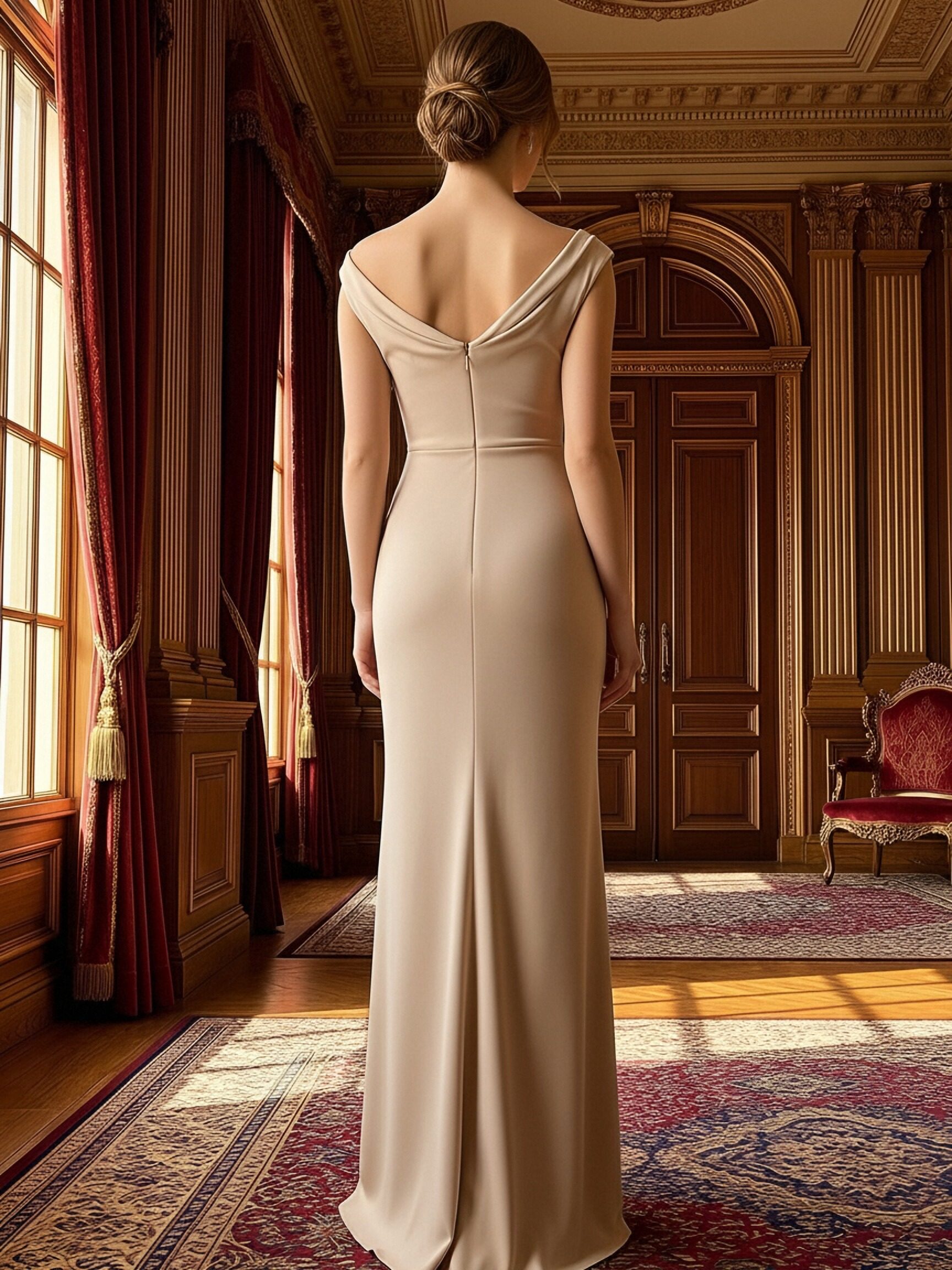 Satin Off Shoulder A Line Bridesmaid Dresses with Pleats