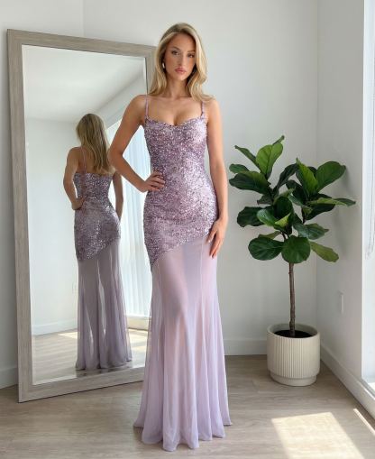 Sequin Strapless Mermaid Prom Dresses with Backless Design