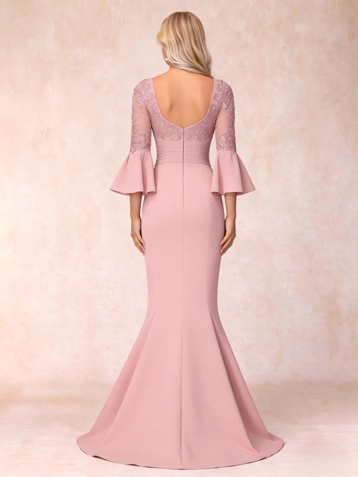 Lace Appliques Satin Mother of the Bride Dresses with Sleeves