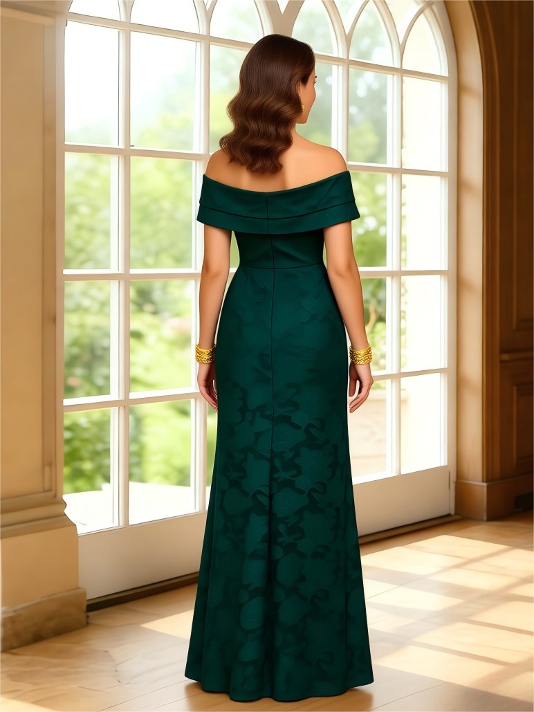 Floral Print Off the Shoulder Ruched Mermaid Mother of the Bride Dresses