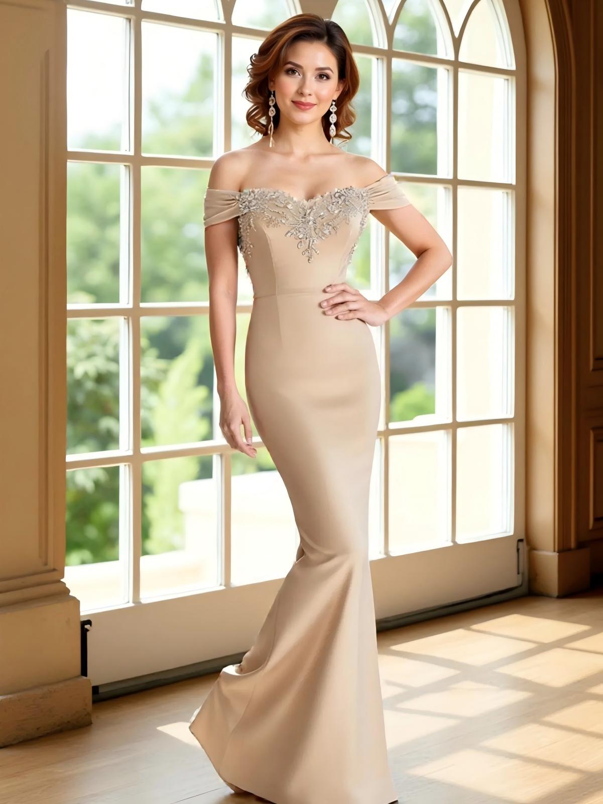 Off the Shoulder Satin Mermaid Mother of the Bride Dresses