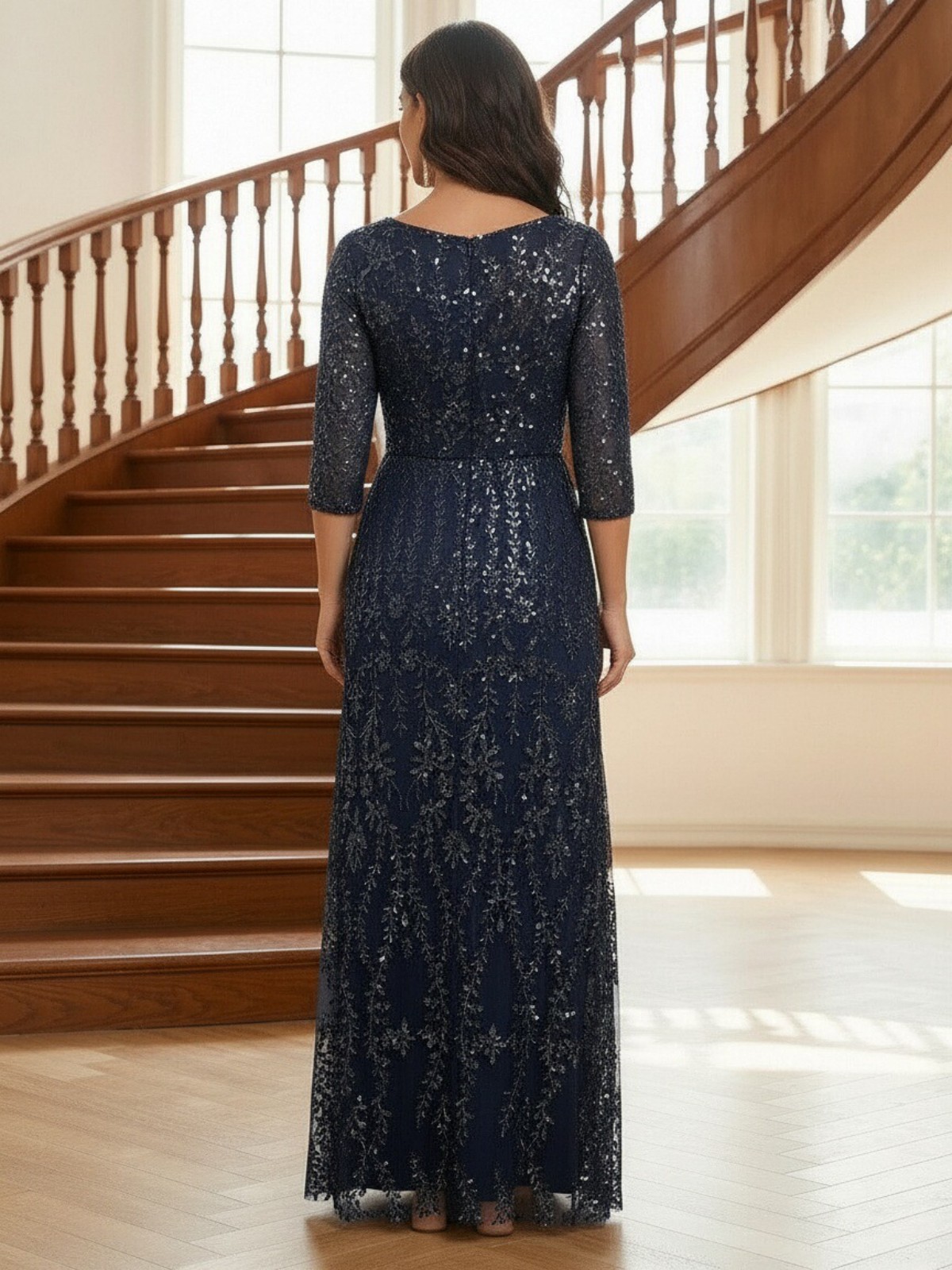 Tulle V Neck A Line Sparkly Mother of the Bride Dresses with Slit