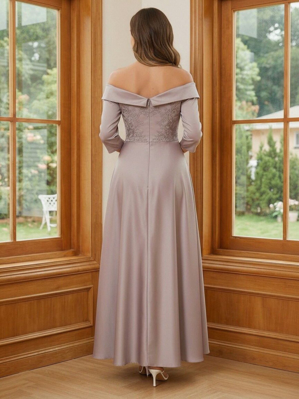 Long Sleeves Satin Mother of the Bride Dresses with Sleeves