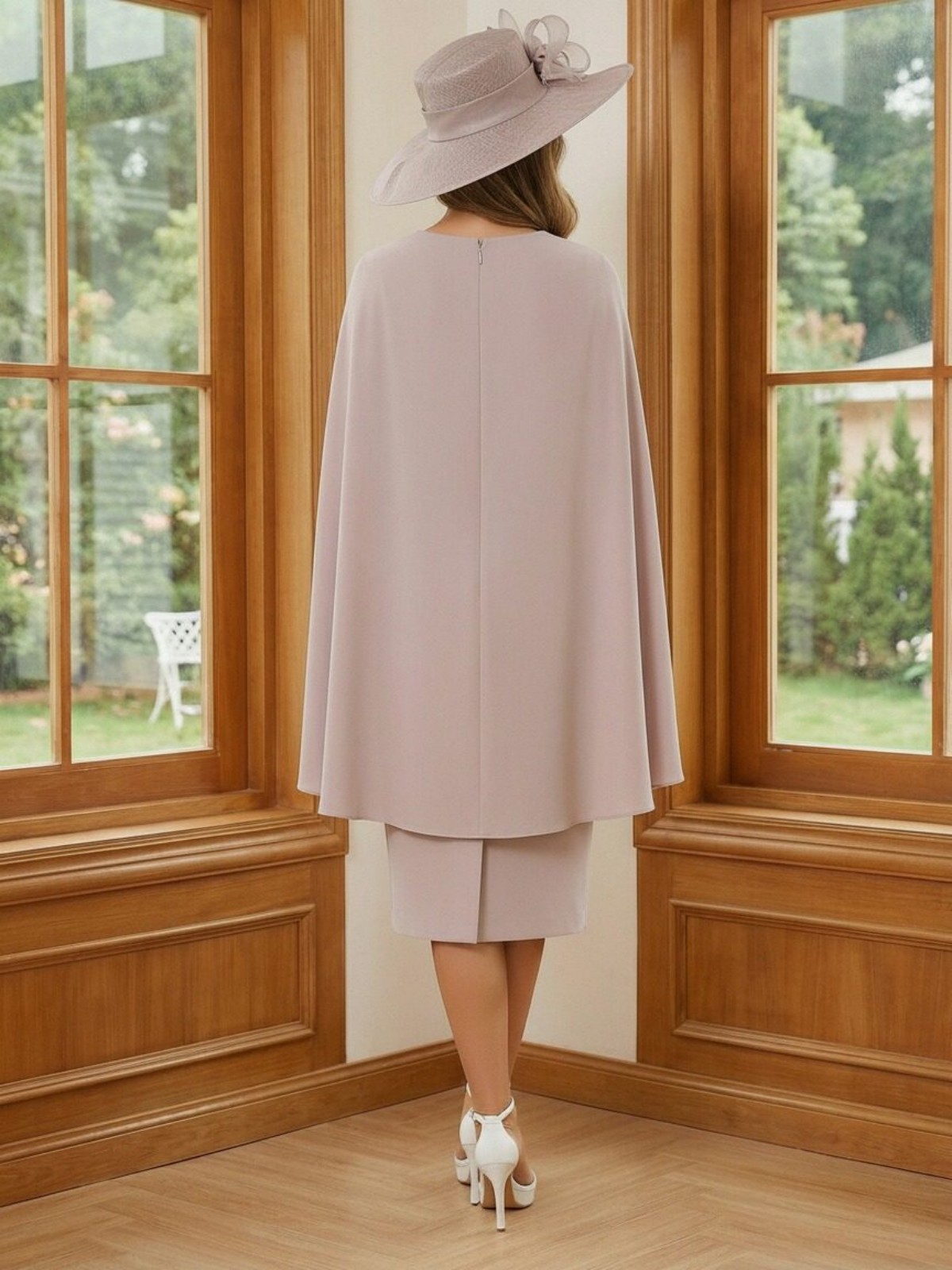 Chiffon Scoop Neck Ruched Mother of the Bride Dresses