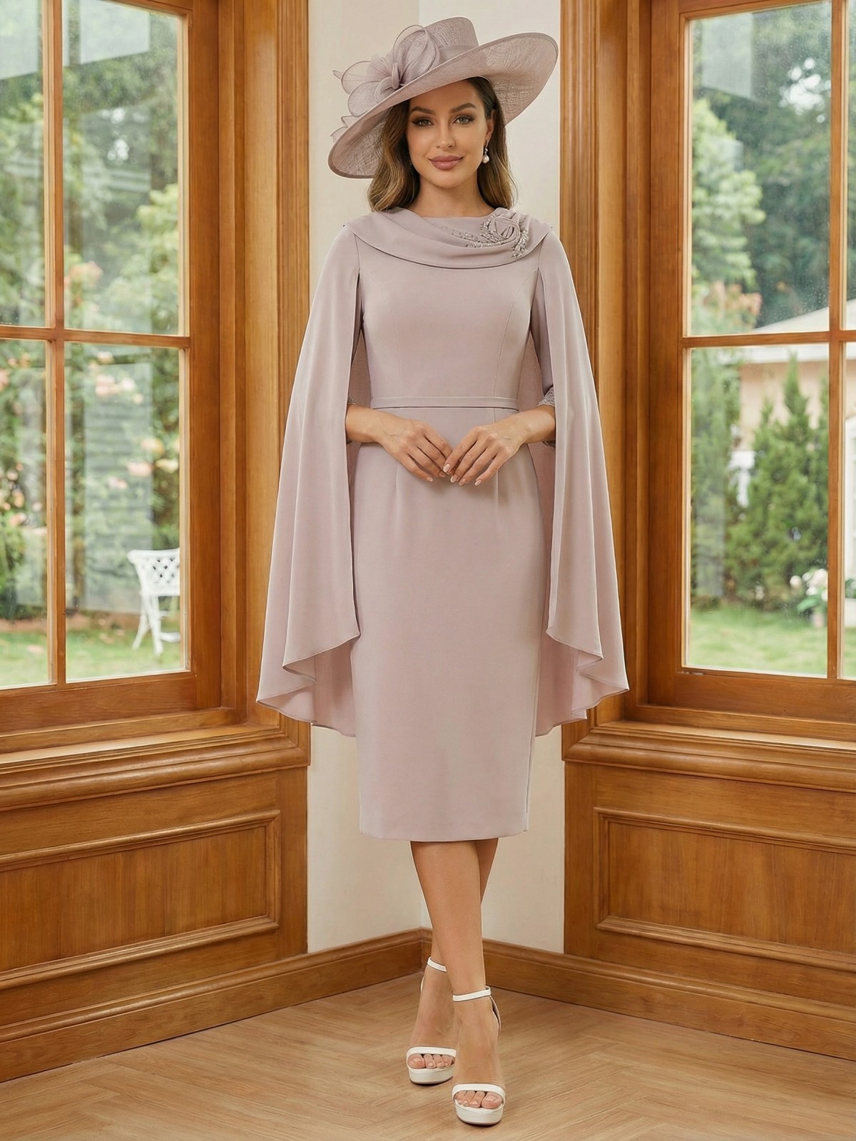Chiffon Scoop Neck Ruched Mother of the Bride Dresses