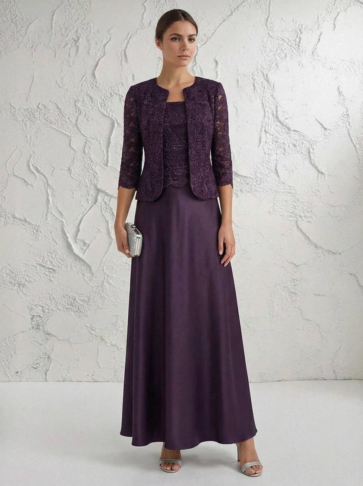 Lace Appliques Satin Suitcase Mother of the Bride Dresses