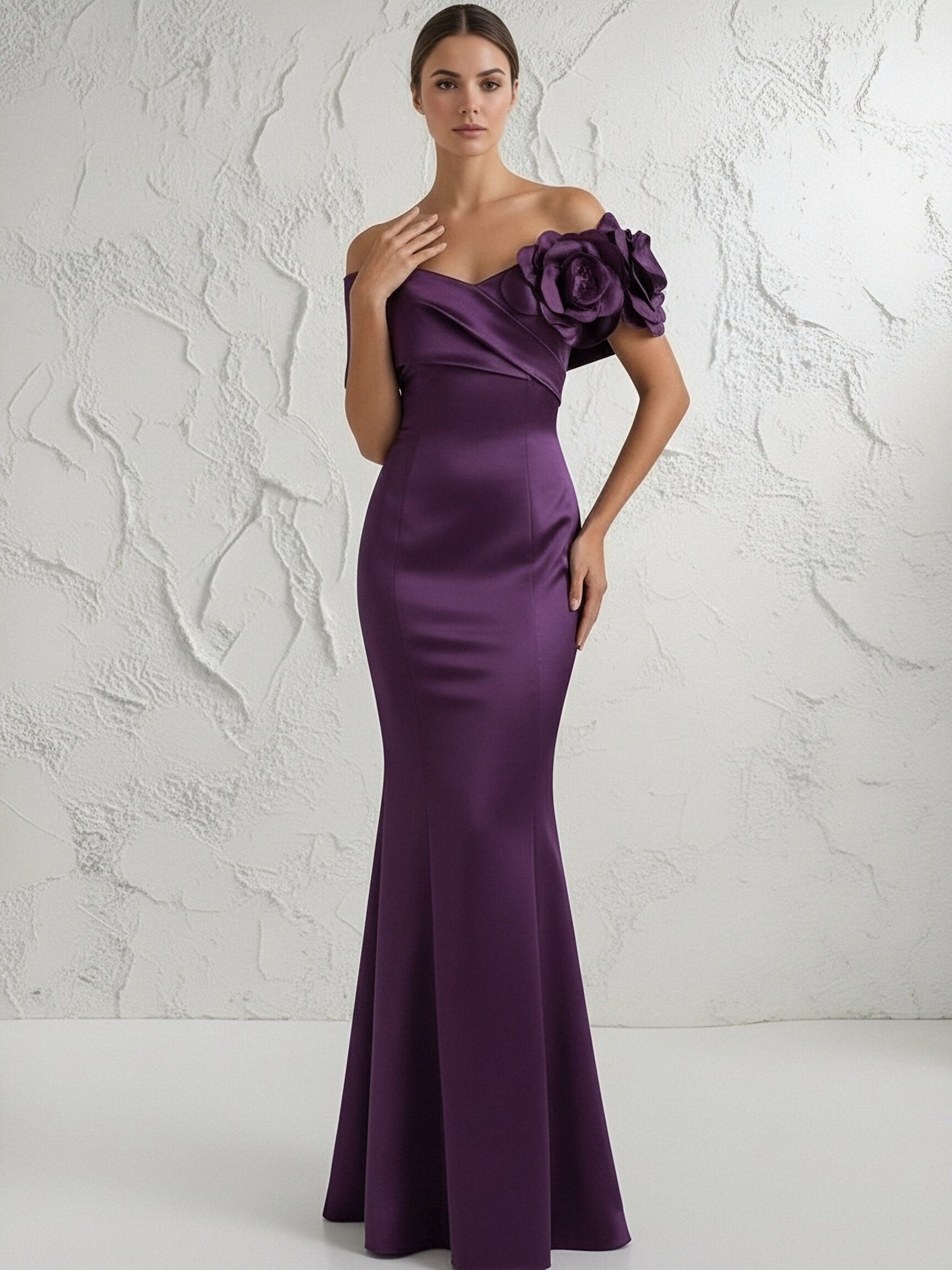 Off the Shoulder Satin Mermaid Sleeveless Mother of the Bride Dresses