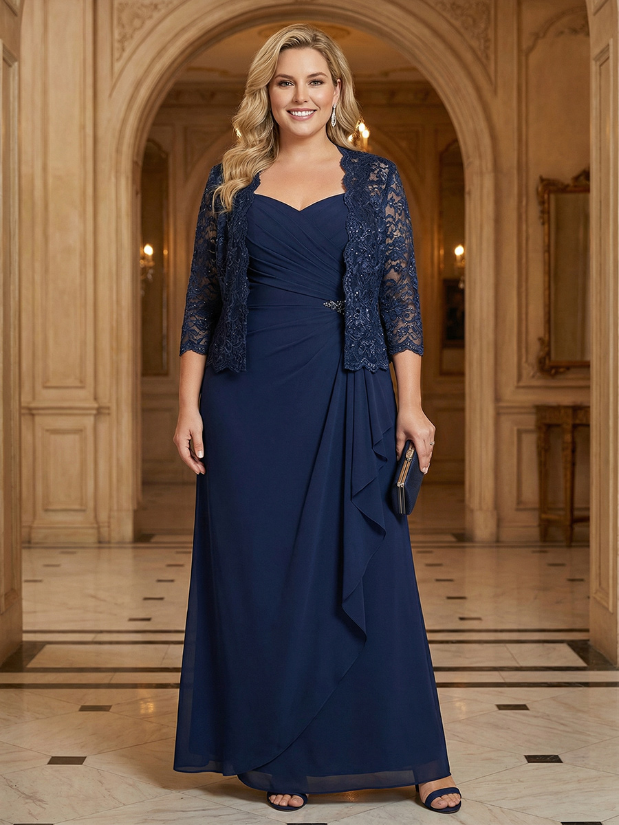 Chiffon Sweetheart Neck Mother of the Bride Dresses with Jackets